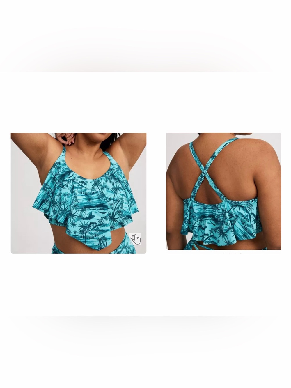 Torrid Jungle Toile Wireless Flounce Bikini Top Size 2X